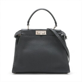 【中古】フェンディ ピーカブーレギュラー セレリア レザー 2WAYハンドバッグ グレー 8BN226