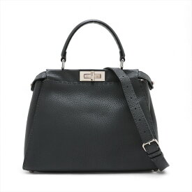 【中古】フェンディ ピーカブーレギュラー セレリア レザー 2WAYハンドバッグ グレー 8BN290