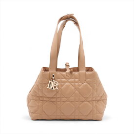 【中古】クリスチャンディオール マクロカナージュ トゥジュール レザー ハンドバッグ ベージュ