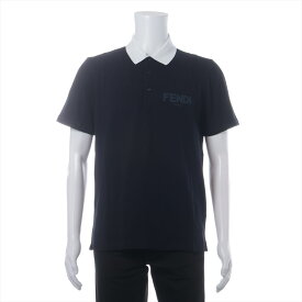 【中古】フェンディ 24年 コットン ポロシャツ XL メンズ ネイビー×ホワイト FY0985 スレ有