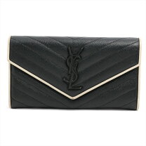 サンローラン 長財布 Y金具 レザー ブラック YSL 使用感あり 】イブ 