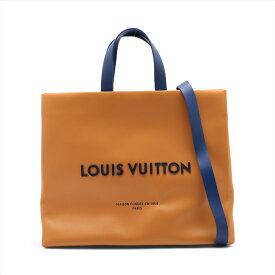 【中古】ヴィトン ロゴ ショッパー バッグ MM M24457 イエロー RFID反応あり 24SS ポップアップストア限定