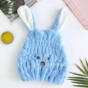 4個セット、かわいいアニメのウサギの速乾性ヘアキャップ、子供用の髪のタオル包み、頭に快適にフィットし、耳に水が入らないように。送料無料