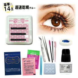 【送料無料】【 瞬グルー ★3シートケース】今すぐできる豪華14点セット まつげエクステ マツエクキット エクステキット セルフ まつ毛エクステ マツエクセット 中上級セット