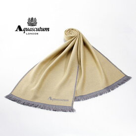 [土日祝も発送] アクアスキュータム AQUASCUTUM ウールマフラー（イエロー×グレー）AQ-333[アクアスキュータムマフラー メンズ レディース 新作 新生活 お祝い 誕生日 バースデー 贈り物 ギフト 父の日 プレゼント][ラッピング無料]