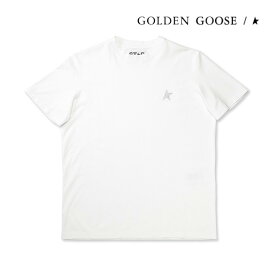 [土日祝も発送] ゴールデングース【12,800円→7,900円】GOLDEN GOOSE レディースTシャツ（ホワイト／シルバー）GD-033[半袖 ロゴ クルーネック 丸首 綿 コットン 新作 新生活 お祝い 誕生日 バースデー 贈り物 ギフト 父の日 プレゼント]