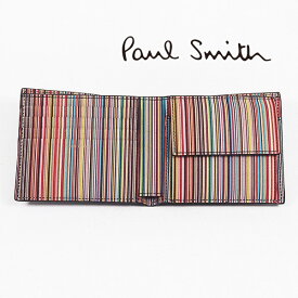 [土日祝も発送] ポールスミス【25,000円→19,800円】PAUL SMITH 二つ折り財布（小銭入れ付き）PS-702[ポールスミスサイフ 財布 マルチストライプ 本革 新作 新生活 お祝い 誕生日 バースデー 贈り物 ギフト 父の日 プレゼント][ラッピング無料]