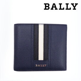 [土日祝も発送] バリー BALLY 二つ折り財布（小銭入れなし）レザー ネイビー BA-272[バリー 財布 型押し レザー 新作 新生活 お祝い 誕生日 バースデー 贈り物 ギフト 父の日 プレゼント][ラッピング無料]