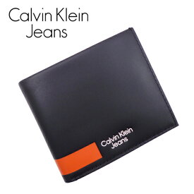 [土日祝も発送] カルバンクライン ジーンズ【12,600円→9,800円】CALVIN KLEIN JEANS 二つ折り財布（小銭入れ付）CK-394[カルバン・クライン ブラック 本革 新作 新生活 お祝い 誕生日 バースデー 贈り物 ギフト 父の日 プレゼント][ラッピング無料]