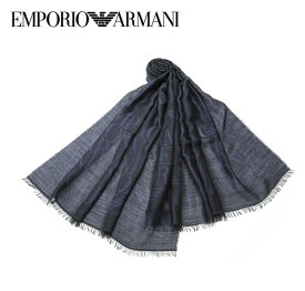 [レビュー特典][土日祝も発送] エンポリオ・アルマーニ EMPORIO ARMANI マフラー ストール スカーフ（ブラック×ブルー）EA-400[メンズ ストール 新作 新生活 お祝い 誕生日 バースデー 贈り物 ギフト 父の日 プレゼント][ラッピング無料]