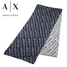 [レビュー特典][土日祝も発送] アルマーニエクスチェンジ ARMANI EXCHANGE マフラー（ネイビー×グレー）AX-092[ロゴ メンズ プレゼント 新作 新生活 お祝い 誕生日 バースデー 贈り物 ギフト 父の日 プレゼント][ラッピング無料]