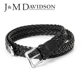 [レビュー特典][土日祝も発送] ジェイアンドエムデヴィッドソン【25,000円→23,800円】J&M DAVIDSON レディース ベルト（ピンタイプ）ブラック JM-001[メッシュ 編み込み 新作 新生活 お祝い 誕生日 バースデー 贈り物 ギフト 父の日 プレゼント][ラッピング無料]