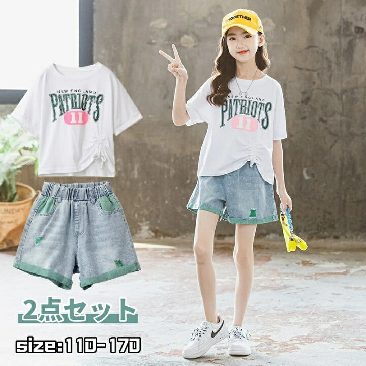 楽天市場】女の子 セットアップ 半袖tシャツ デニムパンツ ショート 