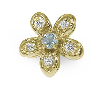 ピアス 片耳 10金 アクアマリン ダイヤモンド フィオ?レ 3月 誕生石 フラワーモチーフ 片耳ピアス 花送料無料 プレゼント 花以外 彼女 妻 贈り物 2025