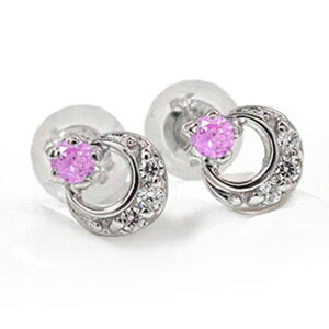 ピアス ピンクサファイア 月 流れ星 スター 流星 ダイヤモンド トリロジー 10金 9月 誕生石 プレゼント サプライズ送料無料 花以外 彼女 妻 贈り物 2025