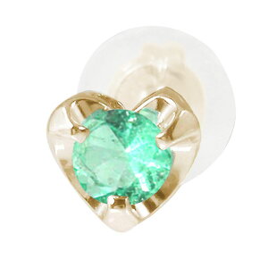 ピアス 片耳 10金 エメラルド ハートモチーフ 片耳ピアス レディース K10 10k 5月 誕生石 プレゼント 小ぶり 控えめ 片方 花以外 彼女 妻 贈り物 2025