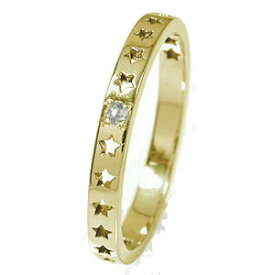 リング 流れ星 10金 4月 誕生石 ピンキーリング ダイヤモンド スター 星 エタニティー 結婚指輪 メンズ マリッジリング 父の日 2024 送料無料