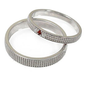 リング ガーネット プラチナ 1月 誕生石 マリッジリング ミルグレイン 2本セット 結婚指輪 ペア 指輪 レディース メンズ セット価格 送料無料 父の日 2024