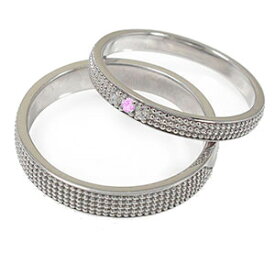 リング ピンクサファイア プラチナ ミルグレイン 2本セット 結婚指輪 ペア 指輪 9月 誕生石 マリッジリング レディース メンズ セット価格 送料無料 父の日 2024