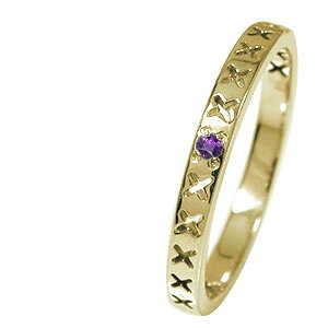 リング キス kiss ×××10金 アメジスト 一粒石 エタニティ 結婚指輪 メンズ マリッジリング 2月 誕生石 ピンキーリング 2025 プレゼント 送料無料