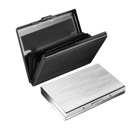 Hengfuntong-Elec 薄い軽量6位の大容量保有者ストレージを備えた薄い軽量抗マグニック抗スキミングRFIDクレジットカードウォレットケース RFID Credit Card Holder Protector Slim Metal Business Card Case Blac