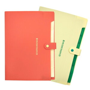 MinniLove A4 ファイルケース 多層書類袋 オルガンフォルダ 書類整理袋 領収書入れ ファイルストレージバッグ PVC防水 スナップボタン (8層-2色入-YW)