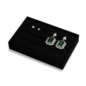 Oirlv 指輪 トレイ 小さい ベルベット調 ピアス リング 収納 ディスプレイ 高級 おしゃれ 適格請求書に対応 長方形 P18602 (ブラック)