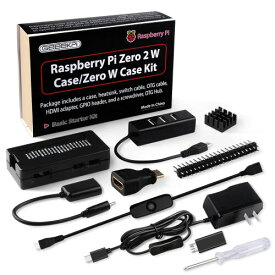 GeeekPi Raspberry Pi Zero 2 Wケースキット（Raspberry Pi Zero 2 Wケース、電源、ヒートシンク、20Pin GPIOヘッダー、4ポートUSBハブ、ON/OFFスイッチケーブル付き、Pi Zero 2 W/Pi Zero用