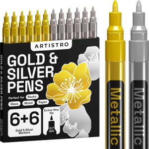 Gold & Silver Paint Pens S[h&Vo[ yCgy bNyCeBO   Z~bN   KX  z n LoX  12{Zbg yCg}[J[ ɍ 0.7mm