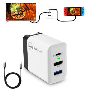 Switch[d + SwitchhbN@\HDMIϊA_v^[ iPhone15V[YɑΉTV[hΉ/ USB2.0 /36W Type-c}[d PSEF؍ ߓdی SwitchӋ@1M Type-CP[utCD0303-A-36W (White)