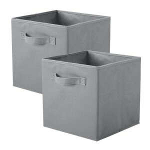 LONGSHINING 収納ボックス 折りたたみ式 収納ケース 2点セット 取っ手付き 不織布製 幅27×奥行27×高さ28cm カラーボックス対応 衣類収納 おもちゃ収納 リビング収納 小物入れ 文書箱 おしゃ
