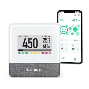 INKBIRD _YfZxv xx BluetoothΉ x  X}[g Cj^[ NDIR CO2ZT[ fW^ xv Cv E-InkfBXvC CO2x\ AvΉ