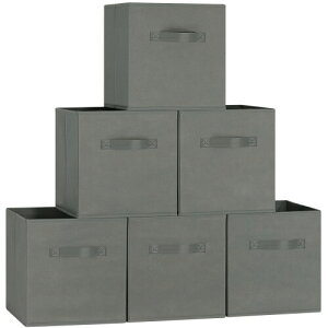 RVSNQ 収納ボックス 6個セット 幅27×奥行27×高さ28cm 折りたたみ式 収納ケース 取っ手付き 布製 カラーボックス対応 衣類収納 おもちゃ収納 リビング収納 小物入れ 雑誌収納ケース 整理か