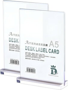 SVIAO サインホルダー メニュースタンド フォトフレーム 透明アクリル ポップスタンド T型 1個入 (透明 縦A6)