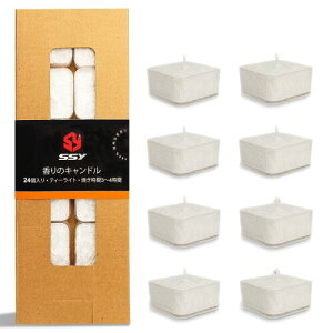 ティーライトキャンドル 桜の香り Tea Light Candles 24個 ミニアロマキャンドル 無煙 ろうそく ホワイト キャンドル 小屋/ウェディング/クリスマス/ホームインテリア (白-桜-方形)