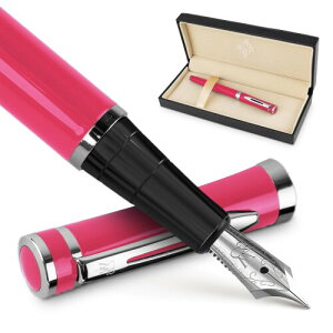 Wordsworth & Black Fountain Pen Set, Medium Nib, Includes 6 Ink Cartridges and Ink Refill Converter, Gift Case, Journaling, Calligraphy, Smooth Writing Pens