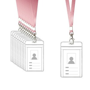 ASTAR 社員証ケース 縦型 ネームホルダー 両面用 吊り下げ名札 社員証 透明色名札ケース PVC製防水機能 IDカードホルダー 首掛け カード 通勤 名刺 展示会 イベント用 (10枚)