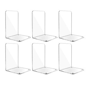 ELANBALU 本立て 6 個 セット 重型 アクリル ブックスタンド クリア 滑り止め ブックエンド 18.5*12*12cm