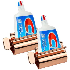 DARENYI チューブ絞り 2個セット チューブ絞り器 ステンレス製 手動回転練り 歯磨き粉絞り チューブ製品を最後の一滴まで絞ります 軟膏/歯磨き粉/洗顔料 押出器 (ローズゴールド)