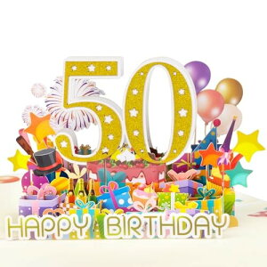 Magic Ants 50th Birthday Card - 3D ポップアップ ハッピー 50 歳のバースデーカード 女性、男性、母、父、友人、家族向け