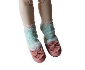 Dolly Paraブライス靴リボン飾りファー ふわふわブーツ アゾン/MOMOKO通用8分サイズドール靴 (ピンク)