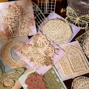 Alideco 60枚入 コラージュ 素材 ペーパー 素材紙 り 手帳 ジャンクジャーナル メモパッド デザ ヴィ レトロレース・ラブソング ノート カレンダー ベネットマナー (leisilianqu)