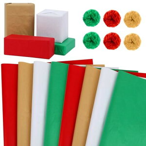 METBOU 薄葉紙 120枚 4色 クリスマス ラッピングペーパー 包装紙 お花紙 ぺーパーフラワー ぺーパーポンポン 薄紙 クリスマスラッピング 包装資材 緩衝材 35cm×50cm