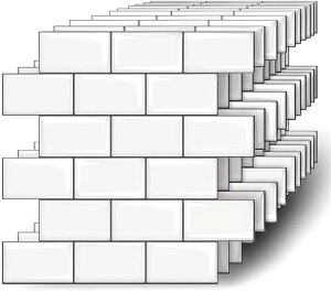 MORCART タイルシール キッチン 耐熱 防水 洗面所 トイレ DIY 家具やアイテムの装飾 タイルシート 壁紙シール 3D リメイクシート (25x25cm, 10枚, 北欧ホワイト)