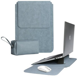 TOWOOZ 3in1 ノートパソコンスリーブ pcスタンドとマウスパッド付き MacBook Air ケース 13-13.6 インチとMacbook Pro 13~13.3 インチに対応 薄型 合成革パソコンスリーブ ノートPCインナーバッグ 耐衝