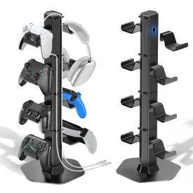 ゲームコントローラー収納スタンド 4層 コントローラー収納ラック 同時8台収納可能 Xbox PS5 PS4 Switch Pro 幅広く機種に対応 ヘッドホン ケーブル収納 組み立て簡単 省スペース