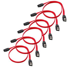 (6本セット) SATA ケーブル SATA IIIケーブル SSD ケーブル Sata3 ケーブル、 6 Gbps対応 SSD、HDD増設 18インチ、 二ストレート型 0.5m 赤色