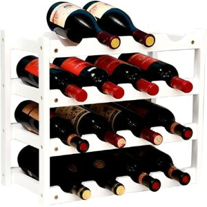 Anberotta 竹製 ワインラック ワインホルダー ワイン シャンパン ボトル ウッド 収納 ケース スタンド インテリア 2,3,4段から選べる N-W64 (16本用収納・4段/ホワイト)