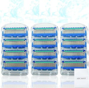 ARCMAX ジレット用 互換替刃 ジレット替刃 電動 5枚刃 プログライド フュージョン 12個 (スカイブルー)