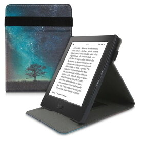 kwmobile Cover Compatible with Kobo Aura H2O Edition 1 Case - Stand + Strap - Cosmic Nature Blue/Grey/Black